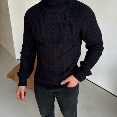 Свитер Косичка с Высокой Горловиной