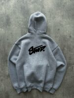 Мужская Серая Кофта Зипка Оверсайз - Зип Худи на Молнии с Контрастными Швами