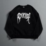 Мужской Черный Свитшот Оверсайз с Принтом - Утепленный на Флисе