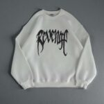 Мужской Белый Свитшот Оверсайз с Принтом - Утепленный на Флисе