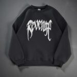 Мужской Графитовый Свитшот Оверсайз с Принтом - Утепленный на Флисе