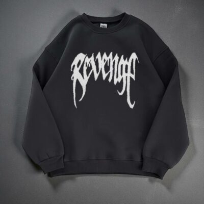 Мужской Графитовый Свитшот Оверсайз с Принтом - Утепленный на Флисе