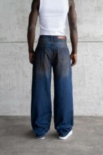 Мужские Синие Джинсы Багги Оверсайз – Широкие с Грязным Эффектом