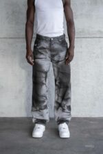 Мужские Серые Джинсы Багги Оверсайз – Широкие Вареные Тай Дай