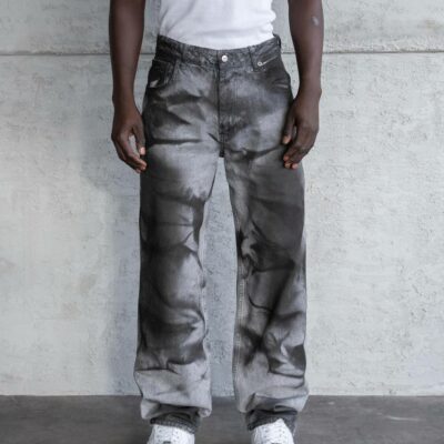 Мужские Серые Джинсы Багги Оверсайз – Широкие Вареные Тай Дай