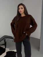 Женский Теплый Мягкий Коричневый Свитер Оверсайз