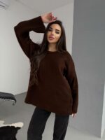 Женский Теплый Мягкий Коричневый Свитер Оверсайз