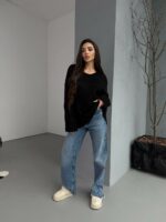 Женский Теплый Мягкий Черный Свитер Оверсайз