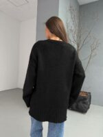 Женский Теплый Мягкий Черный Свитер Оверсайз