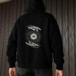 Мужское Черное Худи Оверсайз с Принтом "Глаз" - Утепленное с Начесом