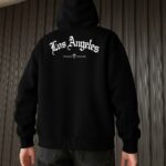 Мужское Черное Худи "LA freedom" Оверсайз с Принтом - Утепленное с Начесом