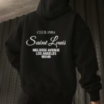 Мужское Черное Худи "Saint Louis" Оверсайз с Принтом - Утепленное с Начесом