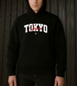 Мужское Черное Худи "Tokyo" Оверсайз с Принтом - Утепленное с Начесом