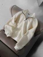 Мужская Базовая Молочная Кофта с Замком под Горло - Теплая с Начесом