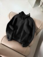 Мужская Базовая Графитовая Кофта с Замком под Горло - Теплая с Начесом