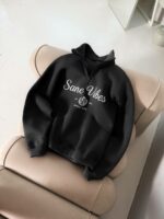 Мужская Графитовая Кофта “Sane Vibes” с Коротким Замком под Горло – Теплая с Начесом