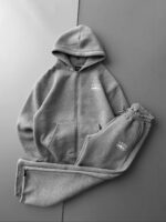 Мужской Серый Спортивный Костюм Зипка Штаны Оверсайз с Принтом на Спине