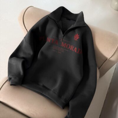 Мужская Графитовая Кофта "Planta Morada" под Горло с Коротким Замком - Теплая с Начесом