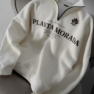 Мужская Молочная Кофта "Planta Morada" под Горло с Коротким Замком - Теплая с Начесом