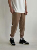 Мужские Теплые Флисовые Бежевые Штаны Джоггеры - Базовые Свободные с Манжетами