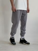 Мужские Теплые Флисовые Серые Штаны Джоггеры - Базовые Свободные с Манжетами