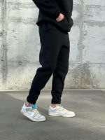 Мужские Утепленные Черные Спортивные Штаны Джоггеры на Флисе с Затяжками