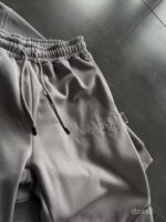 Мужской Серый Костюм Худи Штаны Оверсайз с Вышивкой и Кантом - Утепленный на Флисе