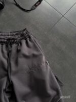 Мужской Темно-Серый Костюм Худи Штаны Оверсайз с Вышивкой и Кантом - Утепленный на Флисе