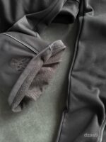 Мужской Темно-Серый Костюм Худи Штаны Оверсайз с Вышивкой и Кантом - Утепленный на Флисе