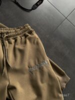 Мужской Хаки Костюм Худи Штаны Оверсайз с Вышивкой и Кантом - Утепленный на Флисе