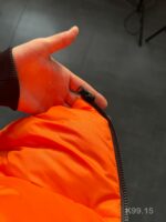 Мужская Зимняя Оранжевая Куртка Пуховик - Стеганая Дутик с Высокой Горловиной и Номером на Спине