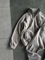 Мужской Теплый Флисовый Серый Костюм на Змейке - Зип Кофта под Горло + Штаны Джоггеры