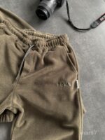 Мужской Теплый Флисовый Костюм Хаки на Змейке - Зип Кофта под Горло + Штаны Джоггеры