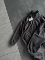 Мужской Теплый Флисовый Графитовый Костюм на Змейке - Зип Кофта под Горло + Штаны Джоггеры