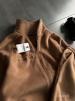 Мужской Теплый Флисовый Бежевый Костюм на Змейке - Зип Кофта под Горло + Штаны Джоггеры