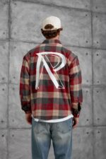 Мужская Теплая Фланелевая Красная Рубашка - Клетчатая с Принтом на Спине