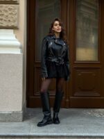 Женские Демисезонные Высокие Жокейские Кожаные Черные Сапоги Трубы с Замочком