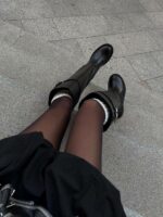 Женские Демисезонные Высокие Жокейские Кожаные Черные Сапоги Трубы с Замочком