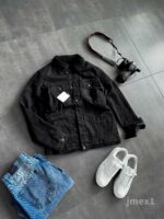 Мужская Черная Джинсовка Коттонка Утепленная на Овчине