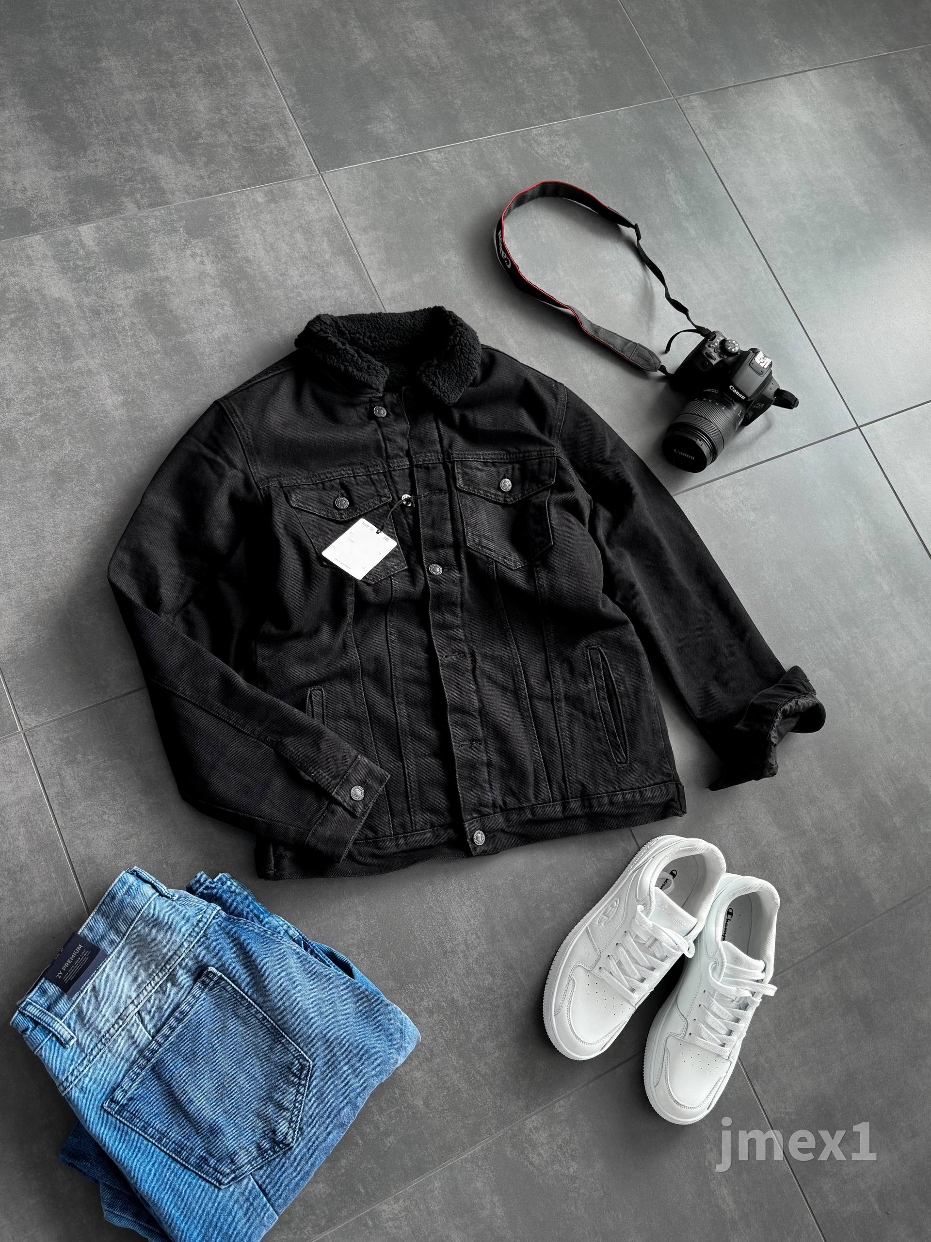 photo_2025-11-27_09-22-30 Мужская Черная Джинсовка Коттонка Утепленная на Овчине