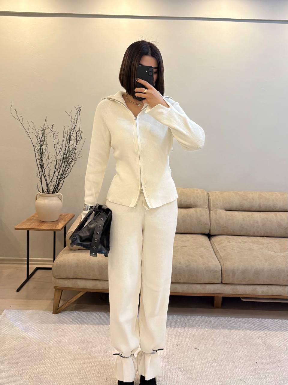 photo_2025-11-28_10-04-18 Женский Базовый Трикотажный Молочный Костюм на Молнии (Кофта + Штаны)