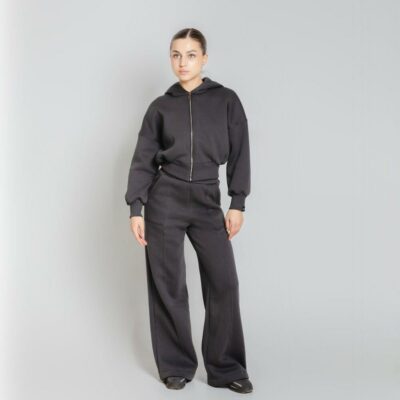Женский Базовый Графитовый Костюм на Молнии - Утепленный с Начесом