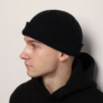 Мужская Вязаная Черная Шапка Бини