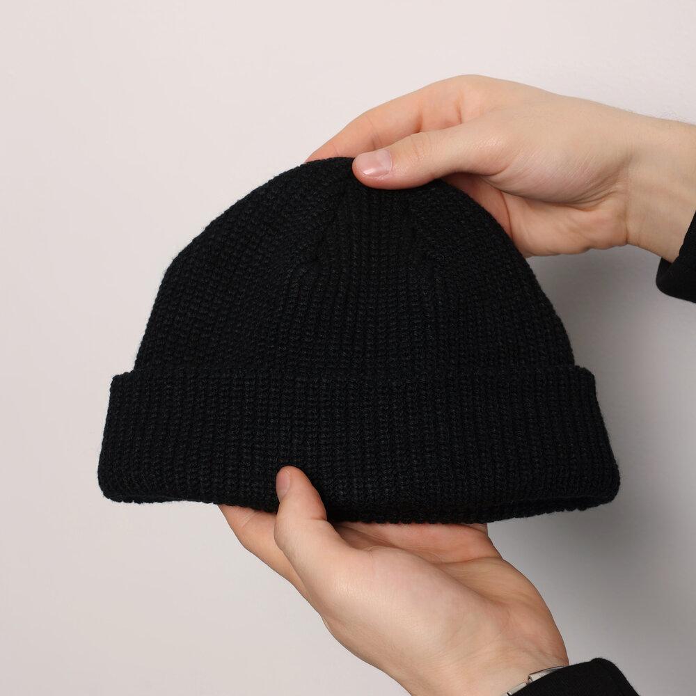 69315b8e9f5fd8c402b3 Мужская Вязаная Черная Шапка Бини