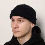 Мужская Вязаная Черная Шапка Бини