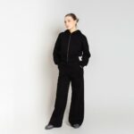 Женский Базовый Черный Костюм на Молнии - Утепленный с Начесом