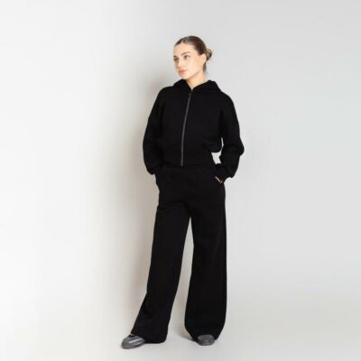 Женский Базовый Черный Костюм на Молнии - Утепленный с Начесом