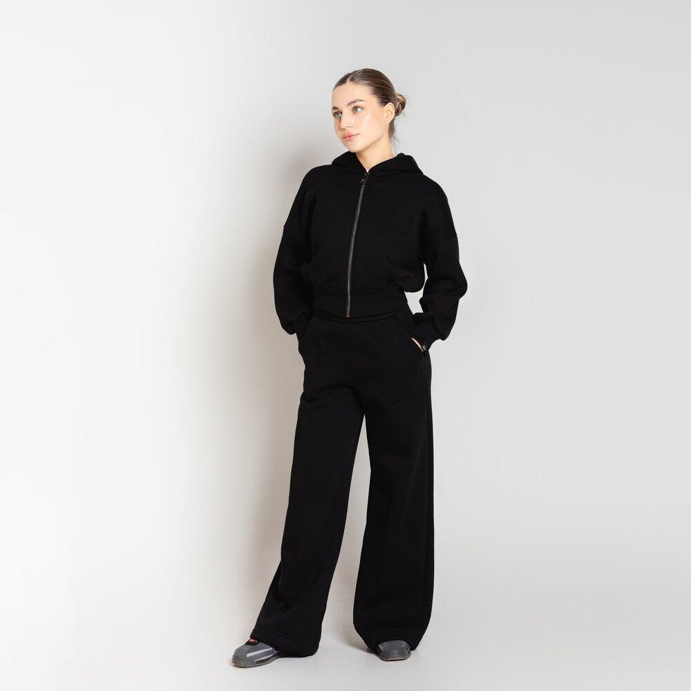 f4a750b5d742790d03fa Женский Базовый Черный Костюм на Молнии - Утепленный с Начесом