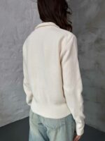 Женская Базовая Молочная Кофта на Молнии под Горло