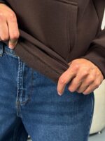 Мужское Утепленное Коричневое Худи на Флисе - Базовое Оверсайз